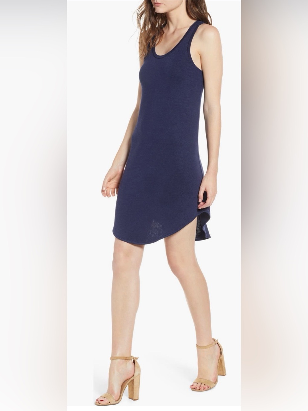 Leith Asymmetrical Tank Dress in Navy Blue